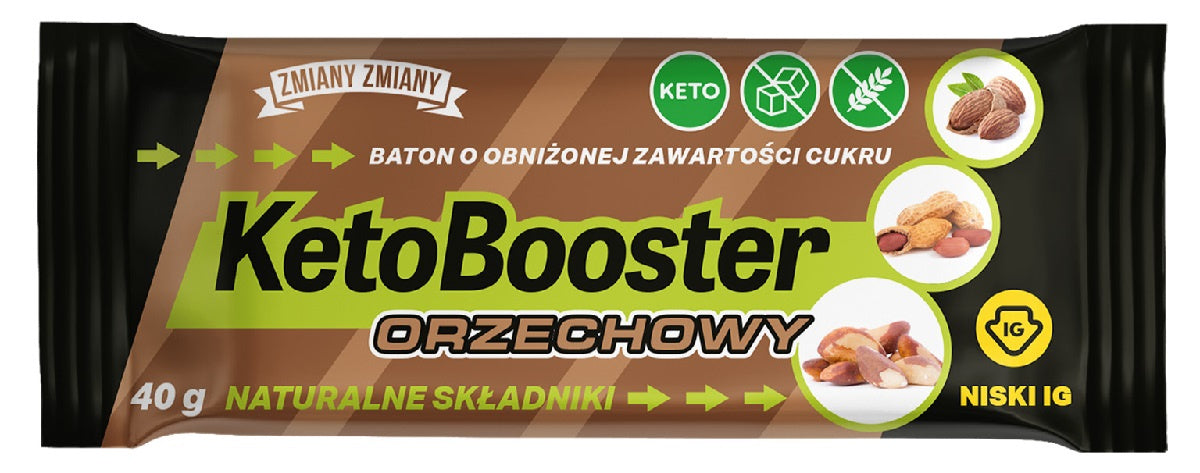Baton Orzechowy Keto Booster Bezglutenowy (5 szt x 40 g)