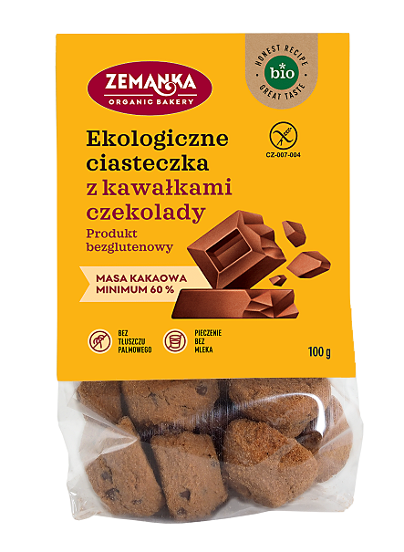 Ciastka z Kawałkami Czekolady Bezglutenowe BIO (3 szt x 100 g)