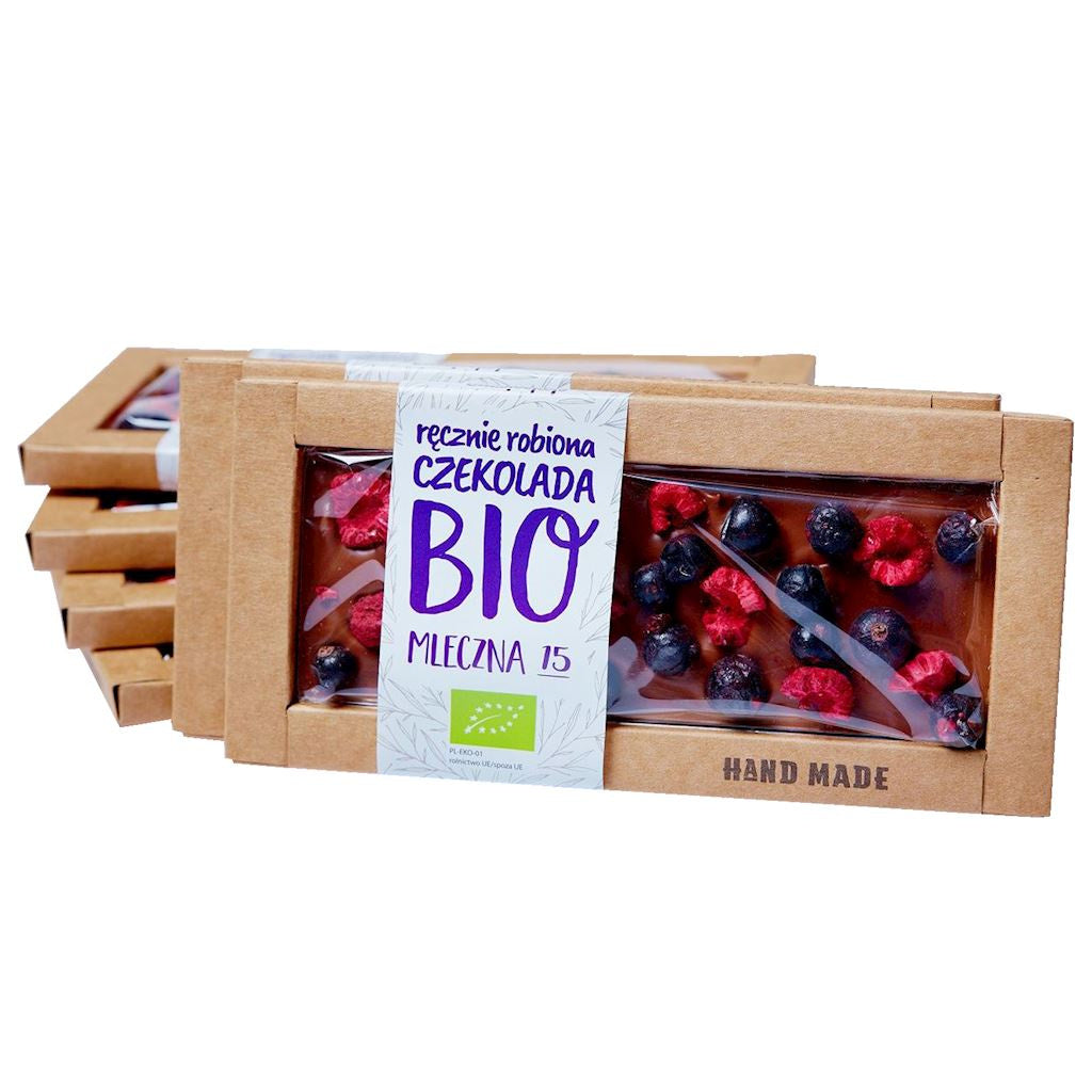 Czekolada Mleczna z Czarnymi Porzeczkami i Malinami BIO (2 szt x 53 g)