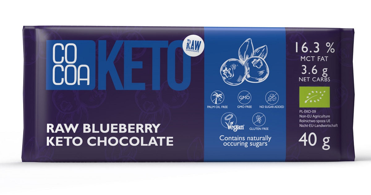 Czekolada z Jagodami i Olejem Mct Bez Dodatku Cukrów Bezglutenowa Keto BIO (2 szt x 40 g)