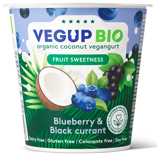 Deser Kokosowy Jagoda - Czarna Porzeczka Bezglutenowy Vegangurt BIO (3 szt x 140 g)