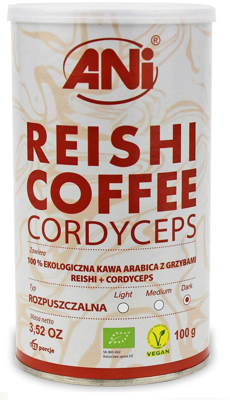 Kawa Rozpuszczalna Arabica z Reishi i Cordyceps BIO 100 g