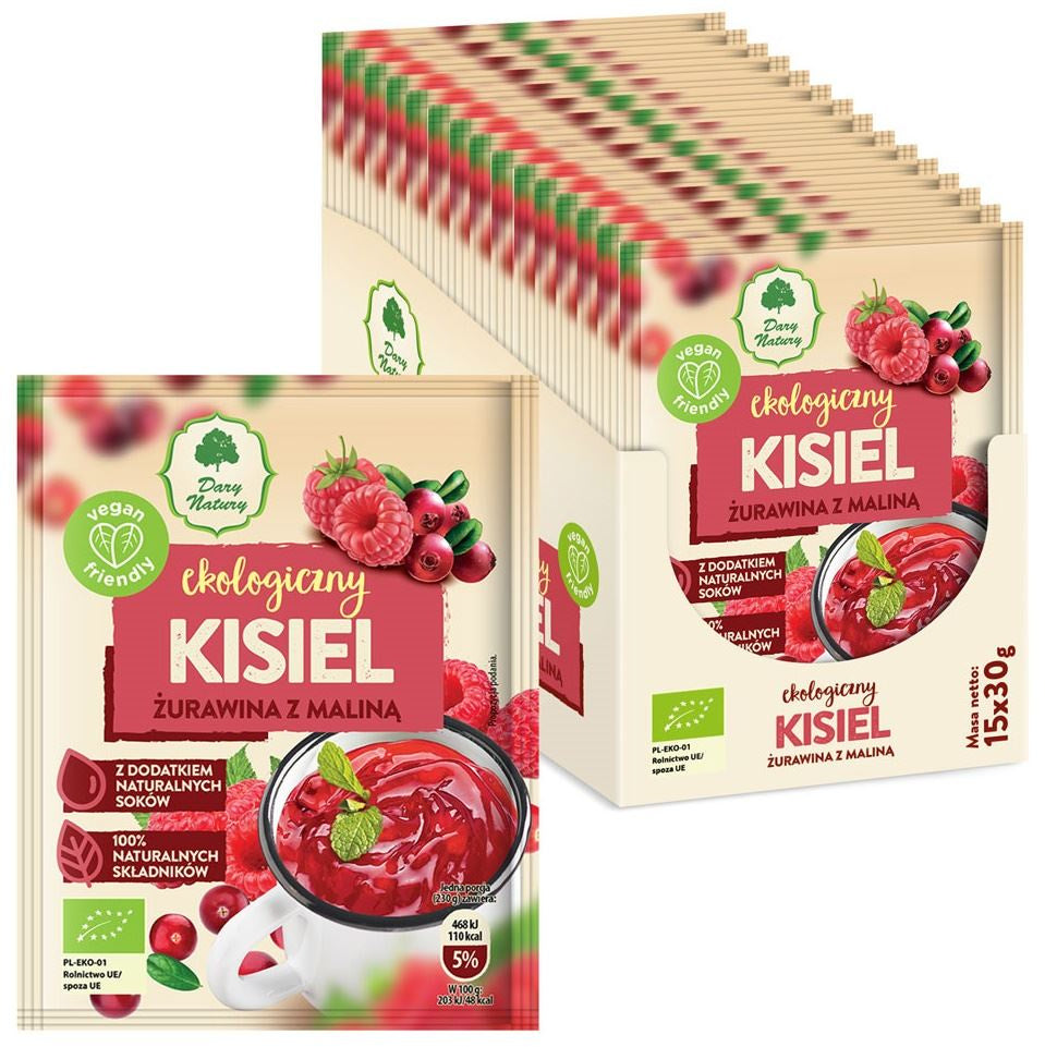 Kisiel Instant Żurawina z Maliną Bezglutenowy BIO (7 szt x 30 g)