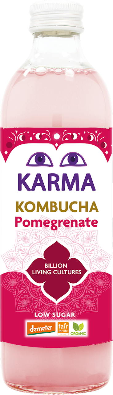 Kombucha z Granatem Niska Zawartość Cukrów Fair For Life Demeter BIO (2 szt x 500 ml)