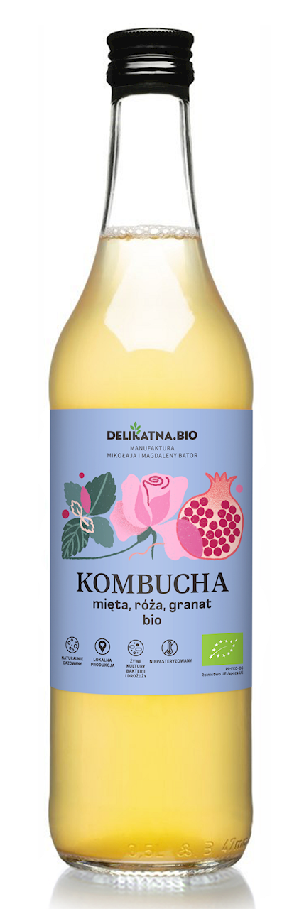 Kombucha z Miętą, Różą i Granatem BIO (2 szt x 500 ml)