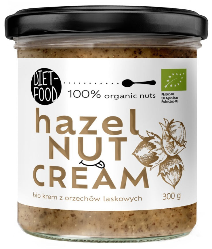 Krem z Orzechów Laskowych Prażonych 100 % BIO 300 g - Diet