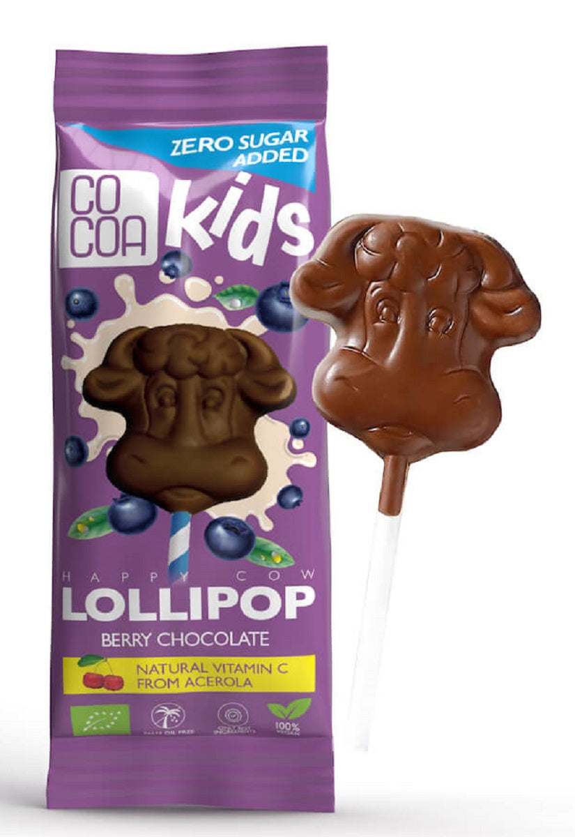 Lizak z Czekolady Jagodowej z Witaminą C z Aceroli Bez Dodatku Cukrów BIO (6 szt x 15 g)