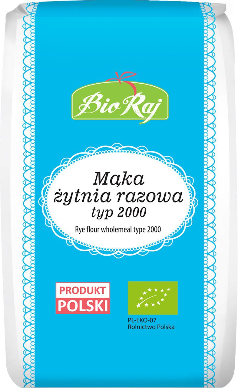 Mąka Żytnia Razowa Typ 2000 BIO (Polska) (4 szt x 1 kg)