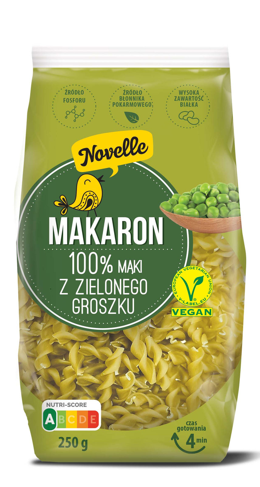 Makaron Proteinowy (Z Groszku Zielonego) Świderki (4 szt x 250 g)