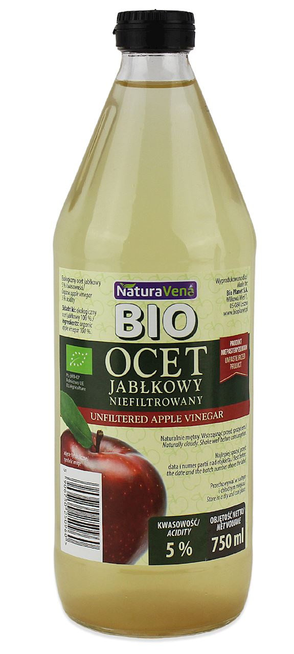Ocet Jabłkowy 5 % Niefiltrowany BIO (4 szt x 750 ml)