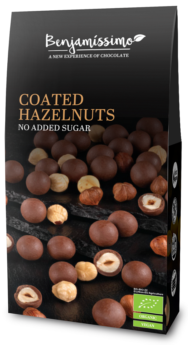 Orzechy Laskowe w Czekoladzie Pralinowej Bez Dodatku Cukrów Bezglutenowe BIO 60 g