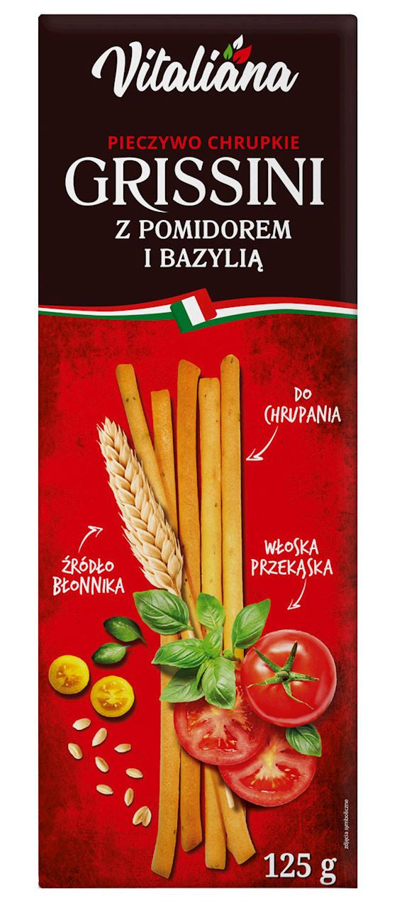 Paluszki Grissini z Pomidorami i Bazylią (5 szt x 125 g)