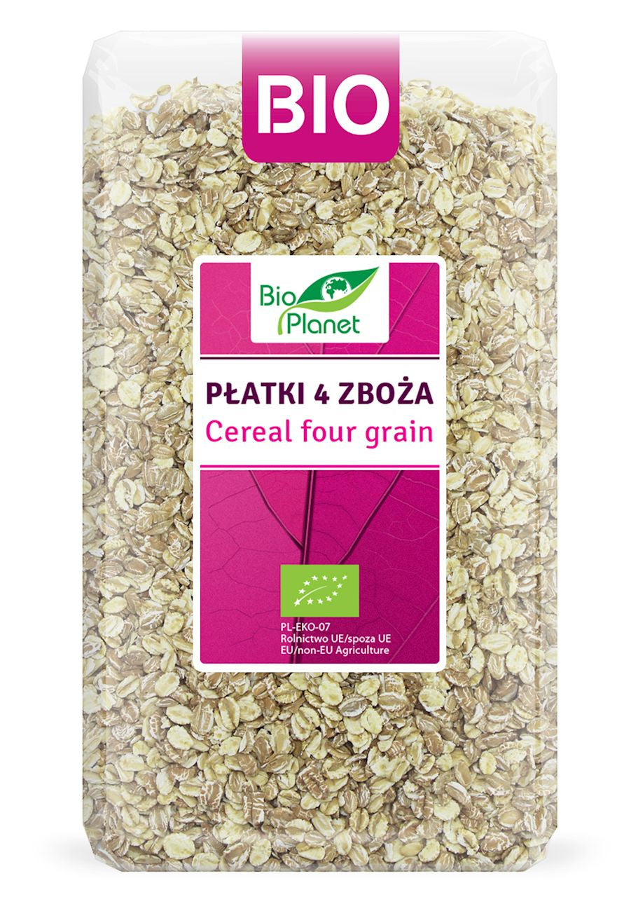 Płatki 4 Zboża (Orkisz, Owies, Jęczmień, Żyto) BIO (2 szt x 600 g)