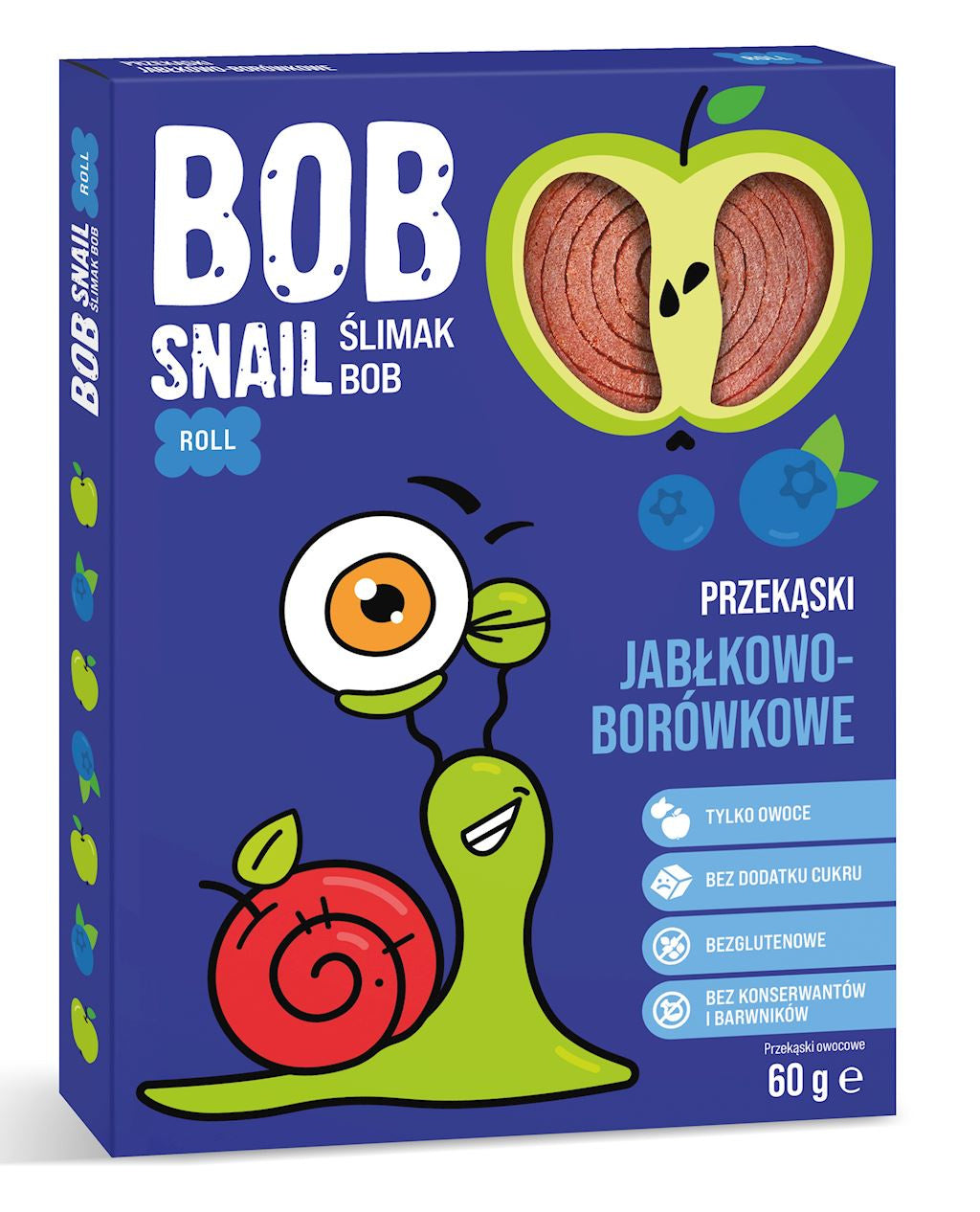 Przekąska Roll Jabłko - Borówka Bez Dodatku Cukrów Bezglutenowa (3 szt x 60 g)