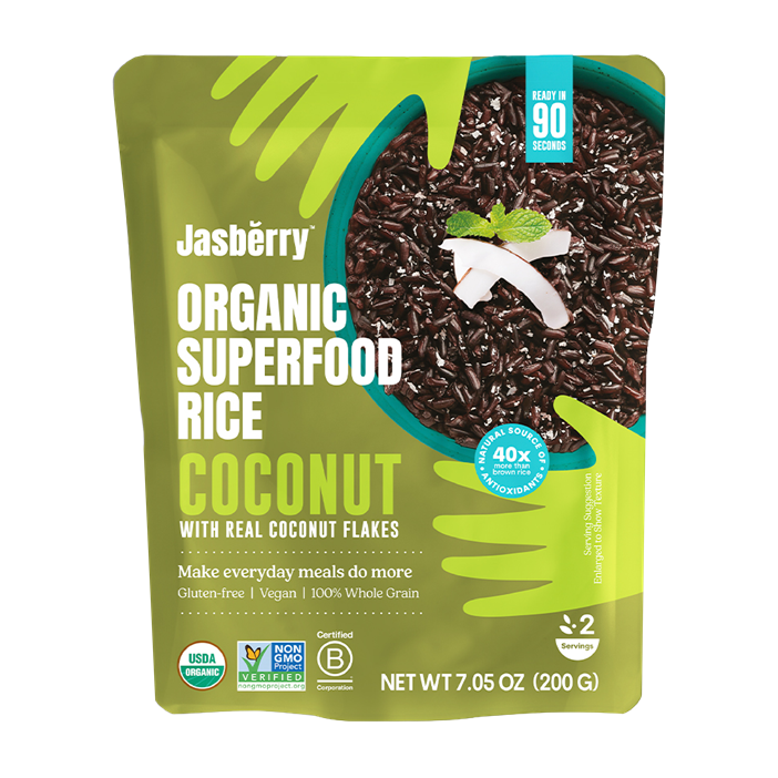 Ryż Express Jasberry Razowy z Płatkami Kokosowymi Bezglutenowy BIO (4 szt x 200 g)