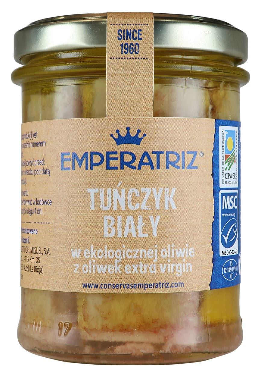 Tuńczyk Biały Filety Msc w BIO Oliwie z Oliwek Extra Virgin 200 g (130 g) (Słoik)
