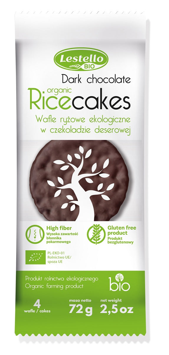 Wafle Ryżowe w Czekoladzie Deserowej Bezglutenowe BIO (3 szt x 72 g)