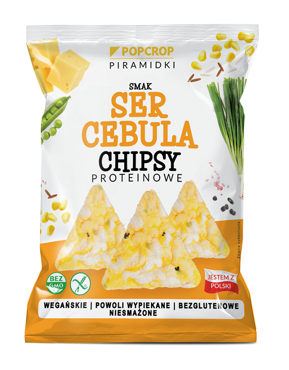 Chrupki Piramidki Proteinowe o Smaku Sera i Cebuli Wegańskie Bezglutenowe (5 szt x 60 g)