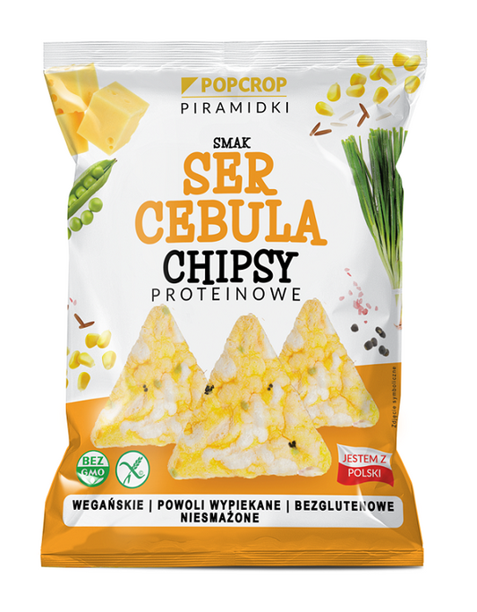 Chrupki Piramidki Proteinowe o Smaku Sera i Cebuli Wegańskie Bezglutenowe (5 szt x 60 g)