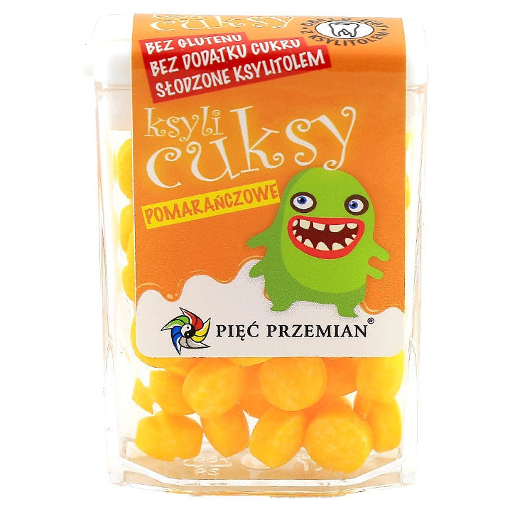 Cukierki z Ksylitolu Ksylicuksy o Smaku Pomarańczowym Bezglutenowe (12 szt x 13 g)