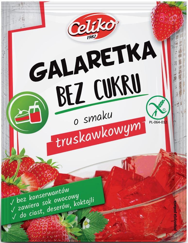 Galaretka Bez Cukru o Smaku Truskawkowym Bezglutenowa (11 szt x 14 g)