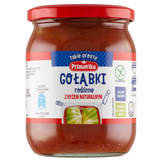 Gołąbki Wegańskie z Ryżem i Pieczarkami w Sosie Pomidorowym Bezglutenowe (2 szt x 480 g)