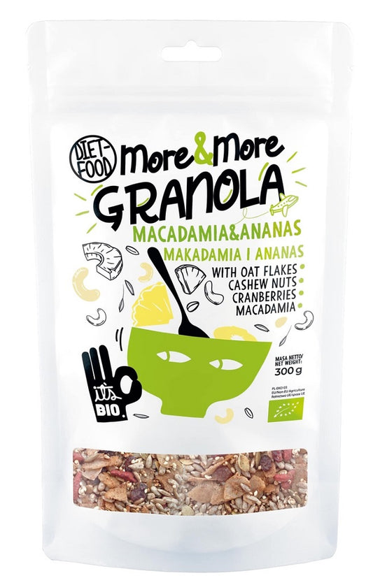 Granola z Orzechami Macadamia i Ananasem BIO 300 g - Diet
