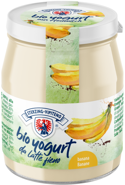Jogurt Bananowy z Mleka Siennego Bezglutenowy BIO  (Słoik) - Sterzing (3 szt x 150 g)