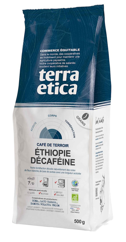 Kawa Ziarnista Bezkofeinowa Arabica 100 % Etiopia Fair Trade BIO 500 g