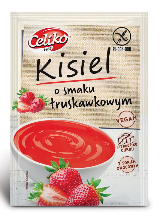 Kisiel o Smaku Truskawkowym Bez Dodatku Cukrów Bezglutenowy (25 szt x 40 g)