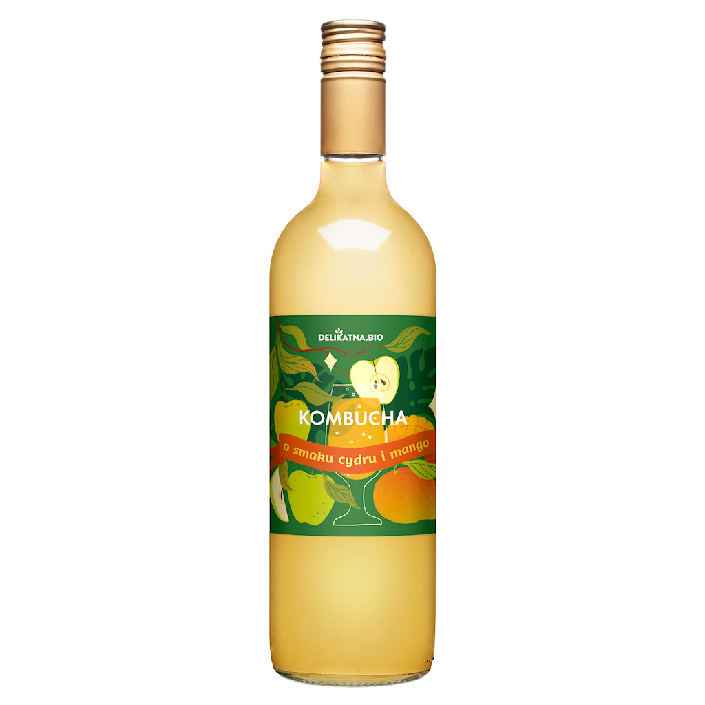 Kombucha o Smaku Cydru i Mango BIO 750 ml