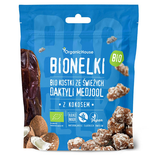 Kostki Daktylowe z Wiórkami Kokosowymi Bezglutenowe BIO 50 g