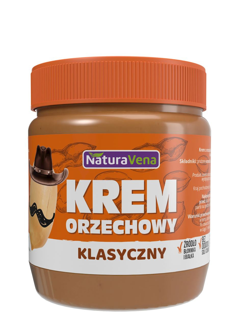 Krem Orzechowy Klasyczny 100 % Bez Dodatku Soli i Cukrów (6 szt x 340 g)