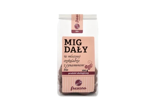MIGDAŁY W MLECZNEJ CZEKOLADZIE Z CYNAMONEM BIO (100 g)