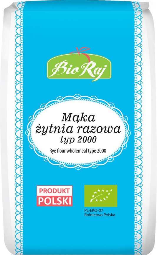 Mąka Żytnia Razowa Typ 2000 BIO (Polska) (4 szt x 1 kg)