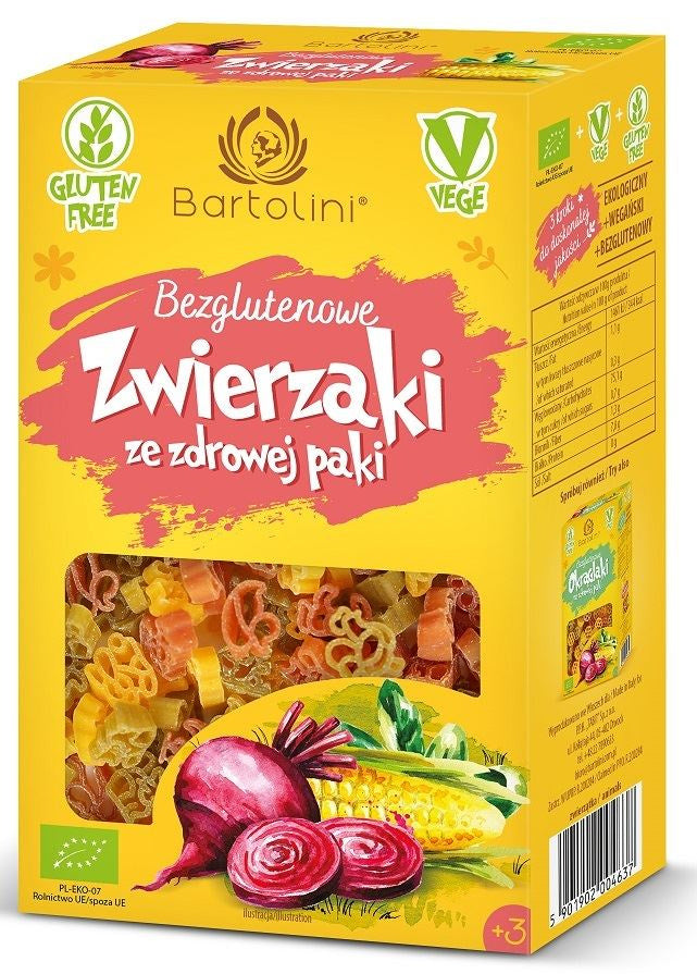 Makaron (Kukurydziany z Suszonymi Warzywami) Dla Dzieci Zwierzaki Bezglutenowy BIO 250 g