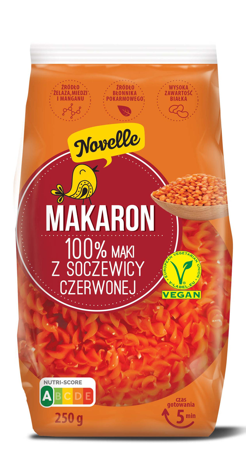 Makaron Proteinowy (Z Soczewicy Czerwonej) Świderki (4 szt x 250 g)