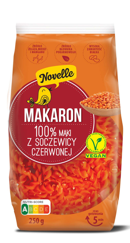 Makaron Proteinowy (Z Soczewicy Czerwonej) Świderki (4 szt x 250 g)