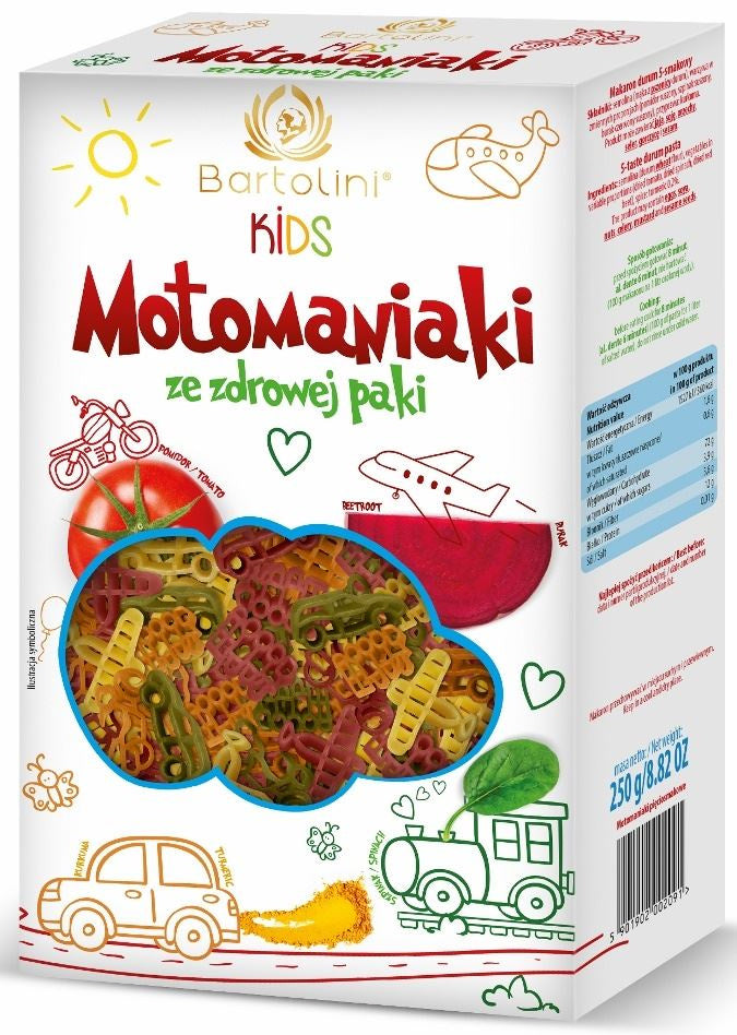 Makaron (Semolinowy z Suszonymi Warzywami) Dla Dzieci Motomaniaki (4 szt x 250 g)