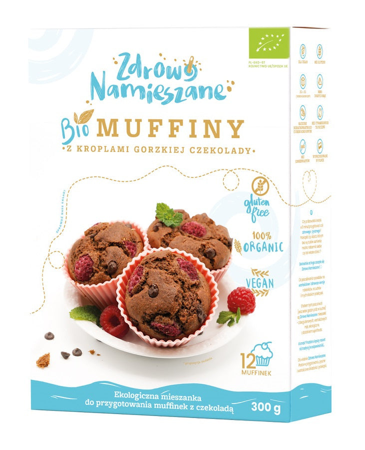 Mieszanka Na Muffiny z Kroplami Czekolady Gorzkiej Bezglutenowa BIO (2 szt x 300 g)