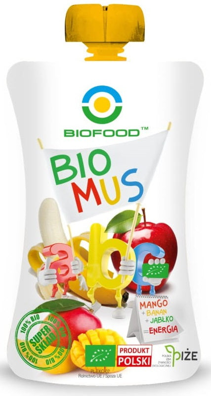 Mus Mango - Banan - Jabłko Bezglutenowy BIO (5 szt x 120 g)