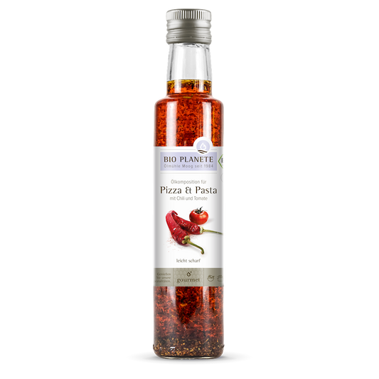 Olej Do Pizzy i Makaronu z Oliwą, Pomidorami i Chili BIO 250 ml