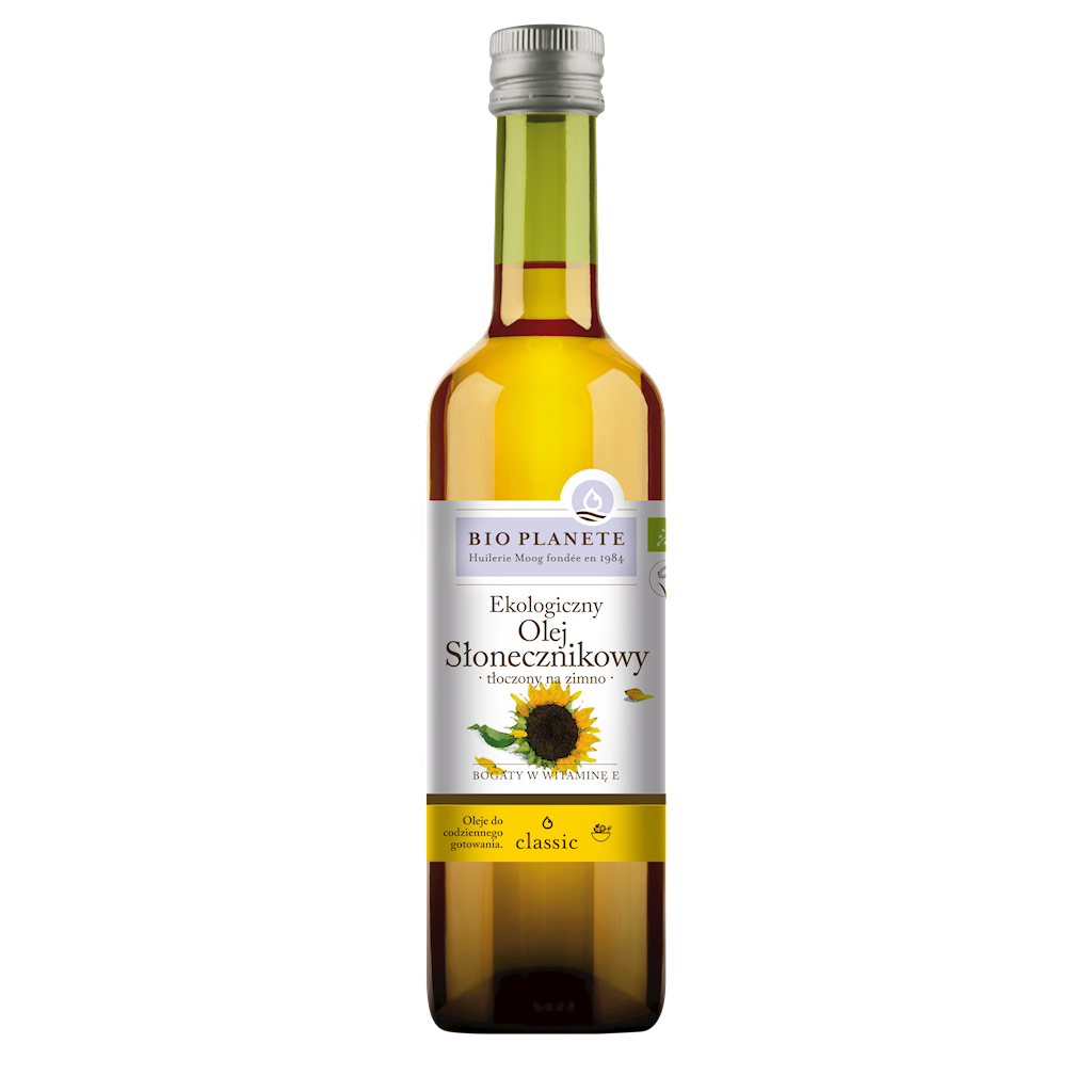 Olej Słonecznikowy Tłoczony Na Zimno BIO (2 szt x 500 ml)