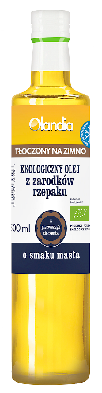 Olej z Zarodków Rzepaku o Smaku Masła Tłoczony Na Zimno BIO 500 ml