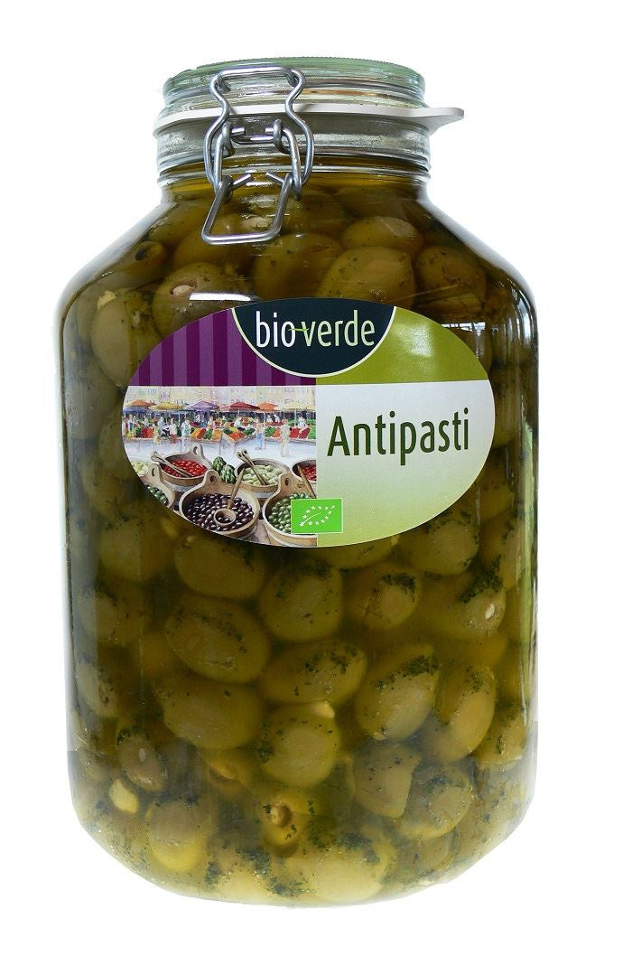 Oliwki Zielone Nadziewane Migdałami z Ziołami w Oleju BIO 4,75 kg (Słoik) - Bio