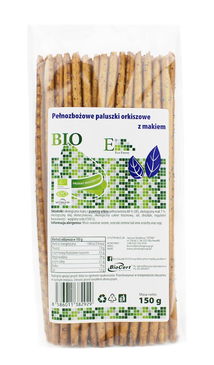 Paluszki Orkiszowe Pełnoziarniste z Makiem BIO (3 szt x 150 g)