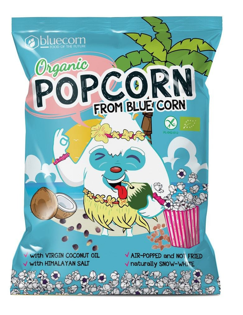 Popcorn z Niebieskiej Kukurydzy z Olejem Kokosowym i Solą Himalajską Bezglutenowy BIO (8 szt x 20 g)