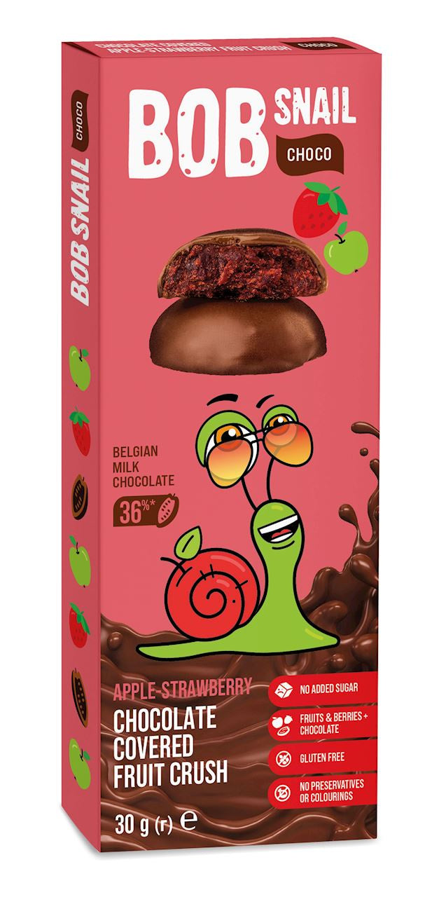 Przekąska Choco Jabłko - Truskawka w Czekoladzie Mlecznej Belgijskiej Bez Dodatku Cukrów Bezglutenowa (6 szt x 30 g)