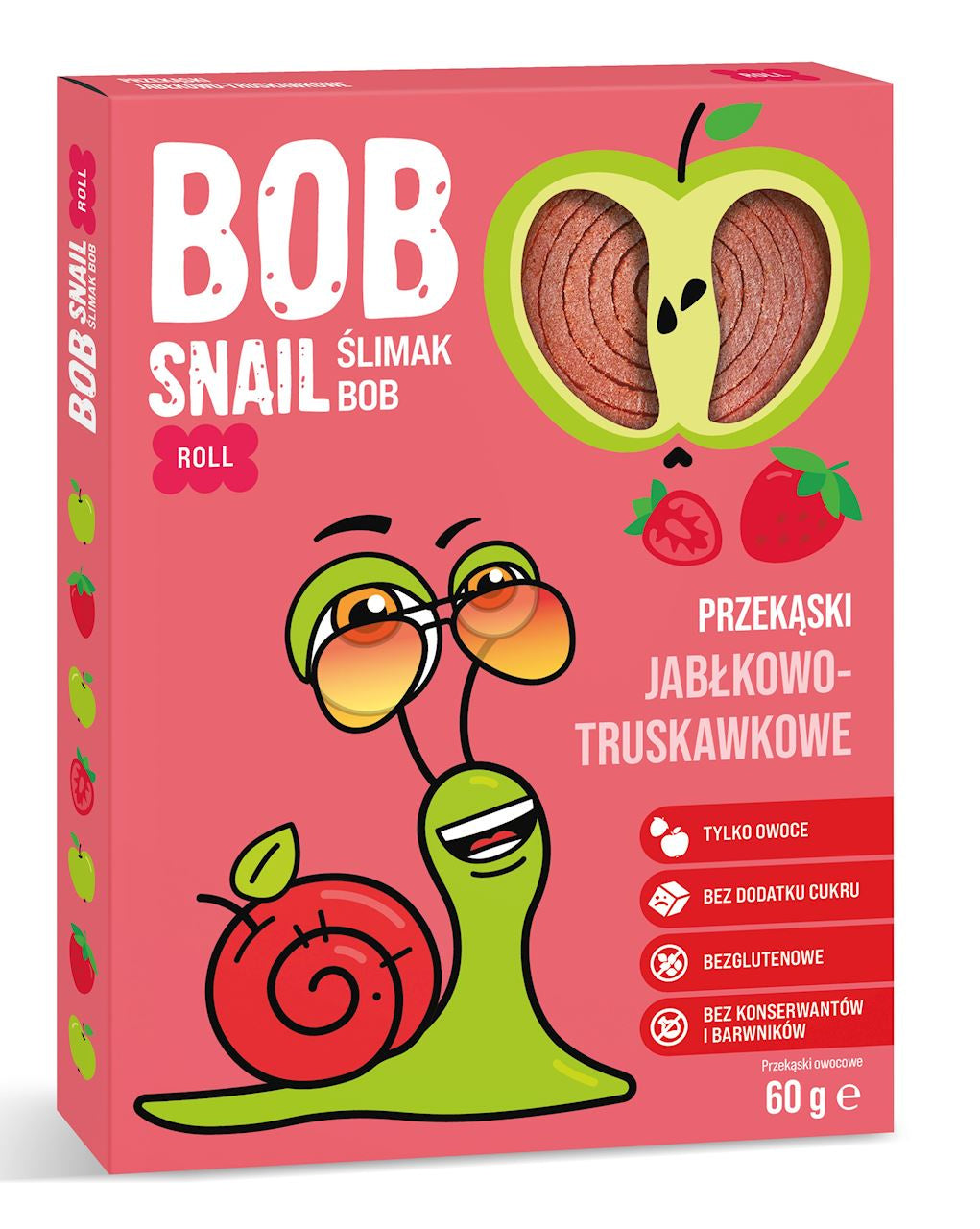 Przekąska Roll Jabłko - Truskawka Bez Dodatku Cukrów Bezglutenowa (3 szt x 60 g)