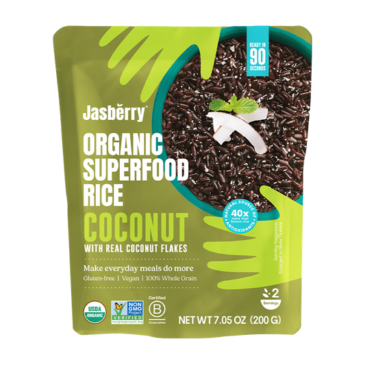 Ryż Express Jasberry Razowy z Płatkami Kokosowymi Bezglutenowy BIO (4 szt x 200 g)